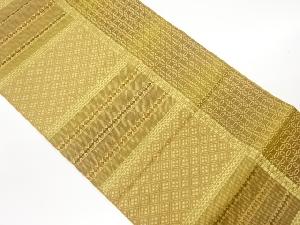 本場筑前博多変わり織横段に菱・幾何学模様織出し名古屋帯